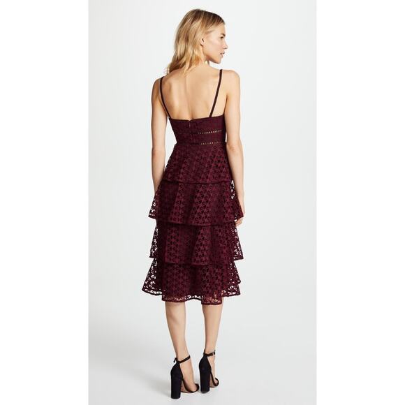 Club Monaco Becaw Lace Star Print Tiered Midi Dress - Picture 4 of 11